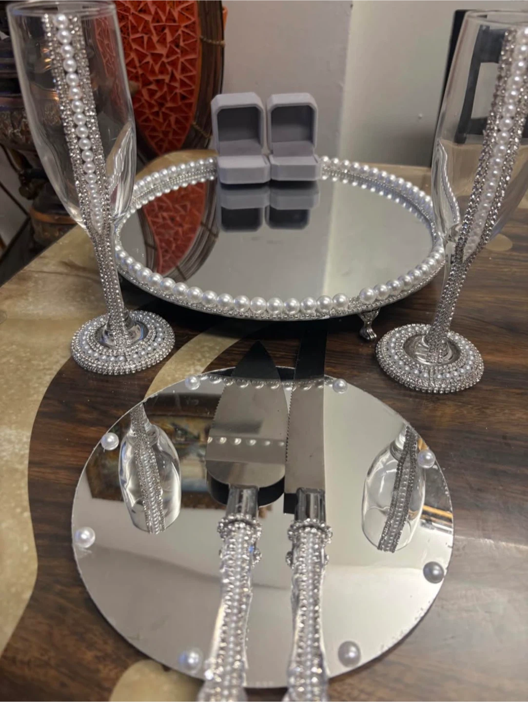 Handmade mirror tray set of 8 pieces - photo 2