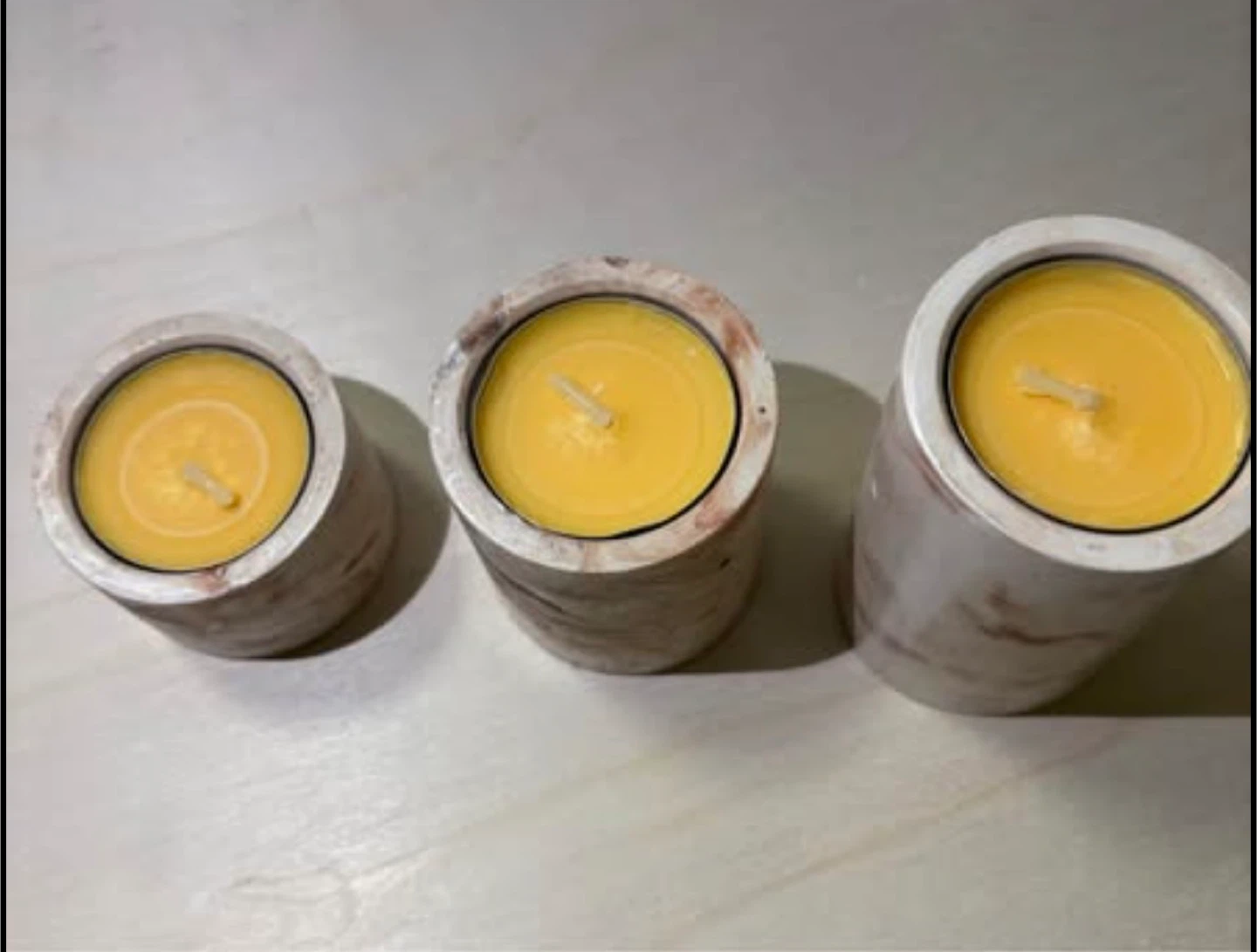 Handmade Marbled Candle Trio, minimalist style pillar candle - photo 4