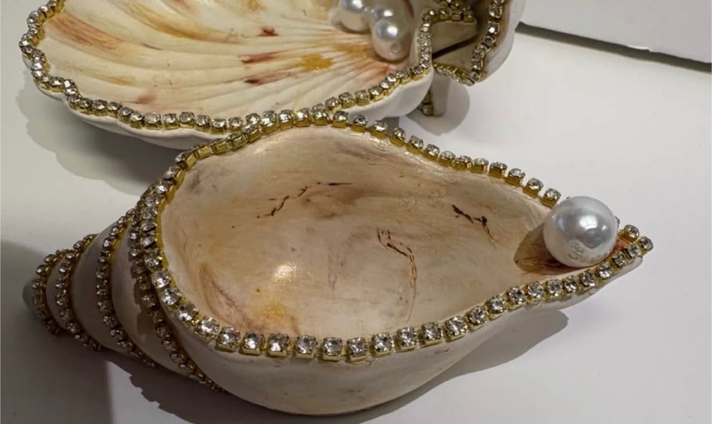 Handmade brown and gold marble coastal seashell trinket - photo 5