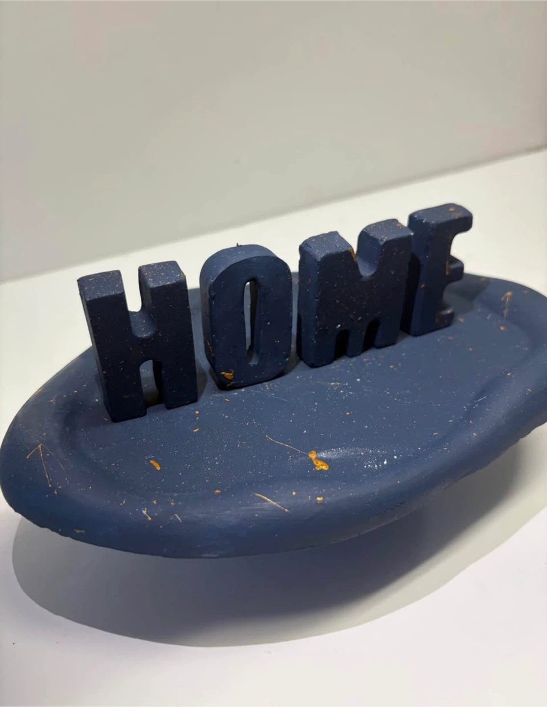 Handmade HOME Tray Stand | Navy Blue & Gold Speckle Decor - photo 3