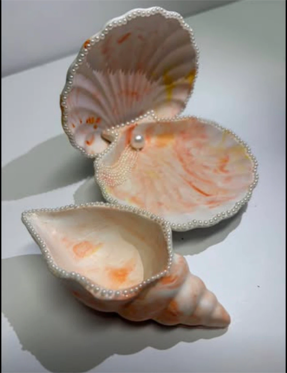 Handmade Seashell Trinket Dish with Pearl Trim - photo 3