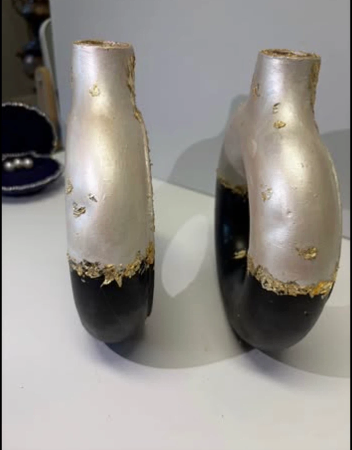 Modern donut Vase Set of 2 - Black & pearlescent - photo 3