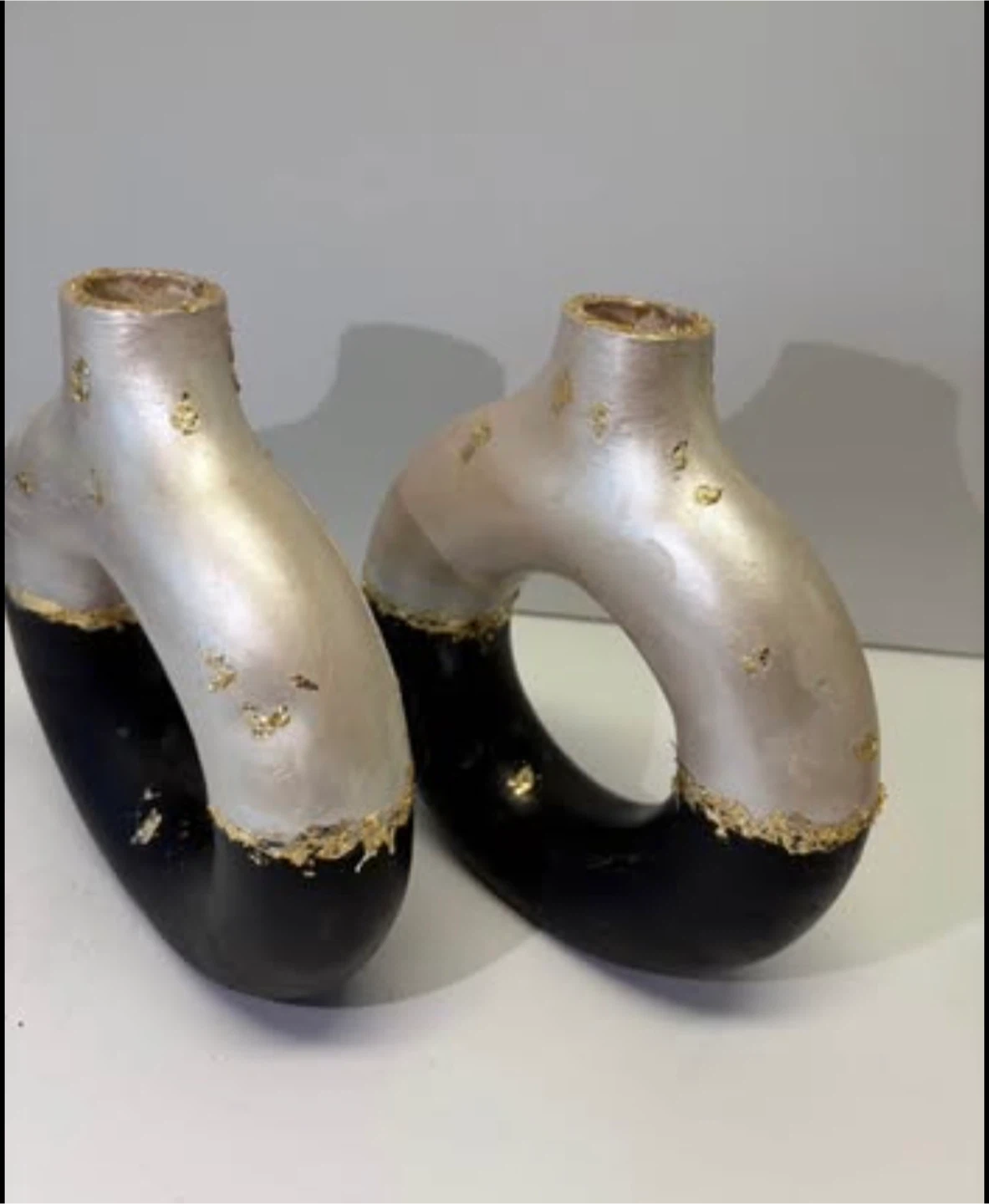 Modern donut Vase Set of 2 - Black & pearlescent - photo 5