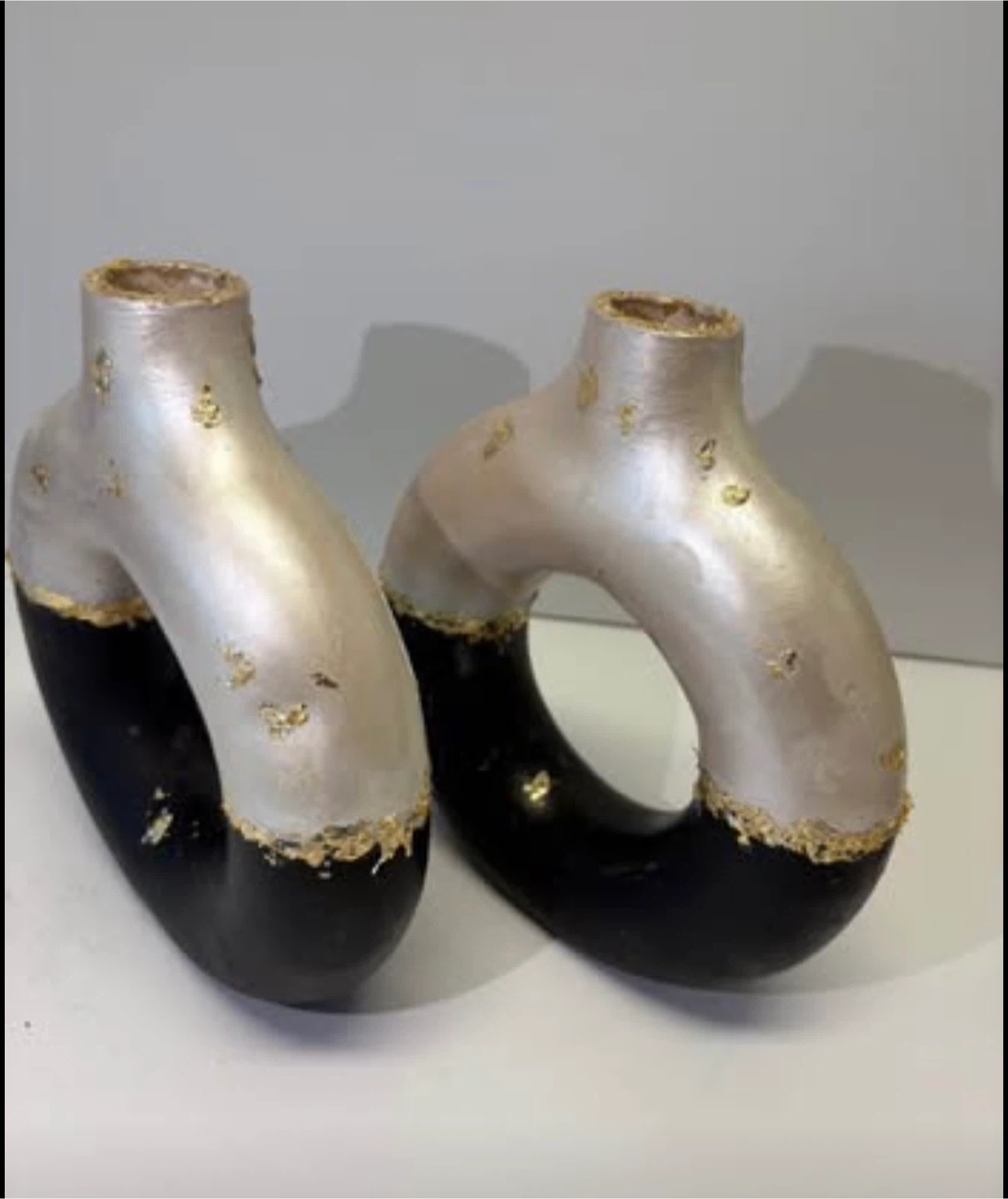 Modern donut Vase Set of 2 - Black & pearlescent - photo 2