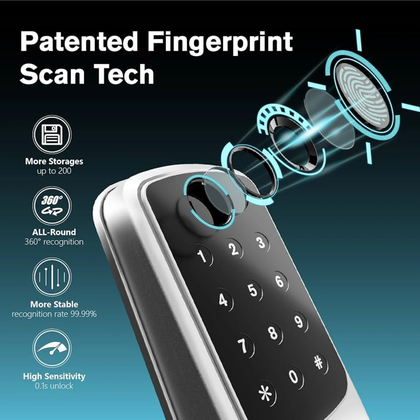 Ardwolf Smart Lock with Fingerprint and Keypad - photo 4