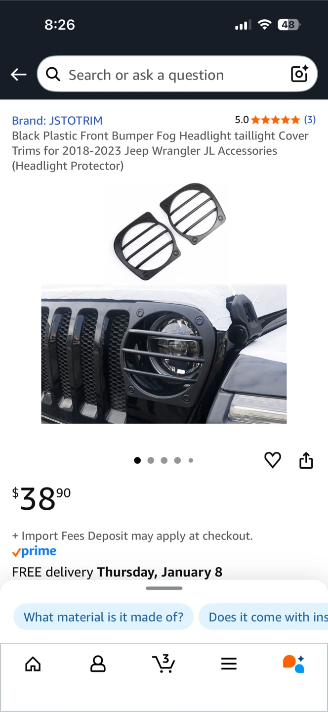 JSTOTRIM Jeep Wrangler JL Headlight Cover
