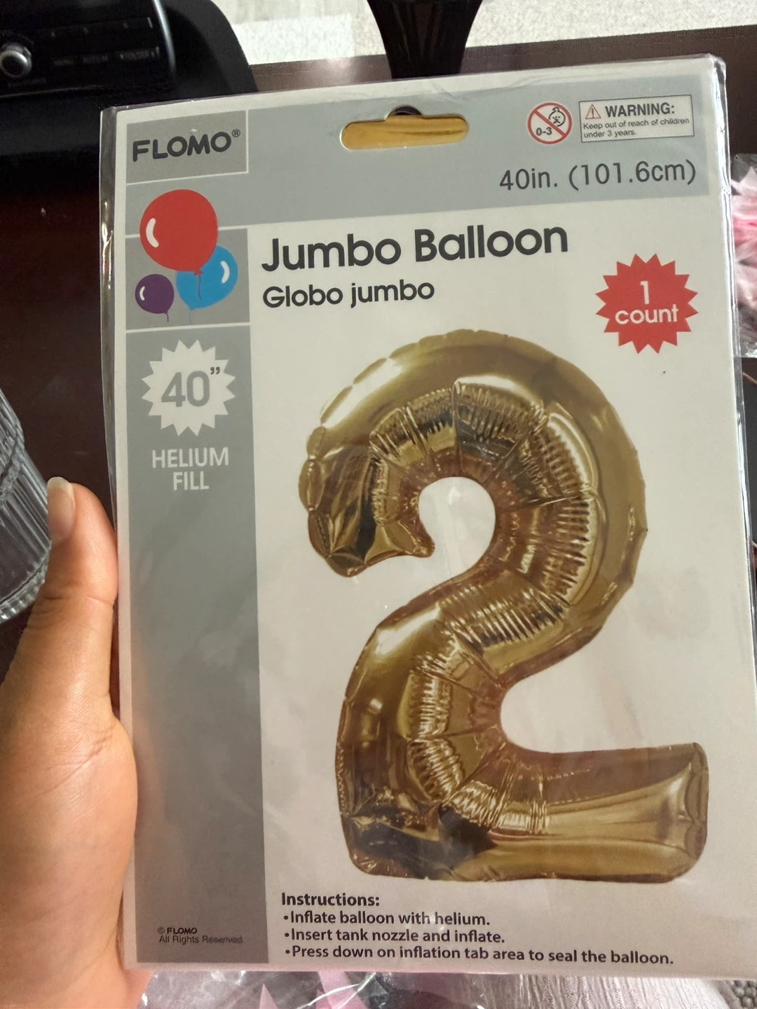 FLOMO Jumbo Balloon - Gold Number 2, 40 inch
