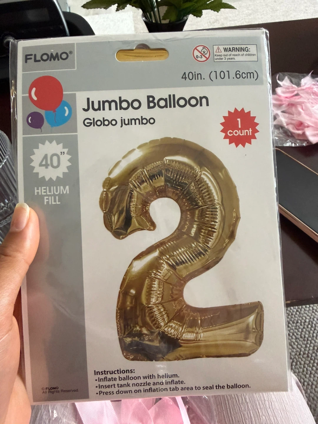 FLOMO Jumbo Balloon - Gold Number 2, 40 inch - photo 2
