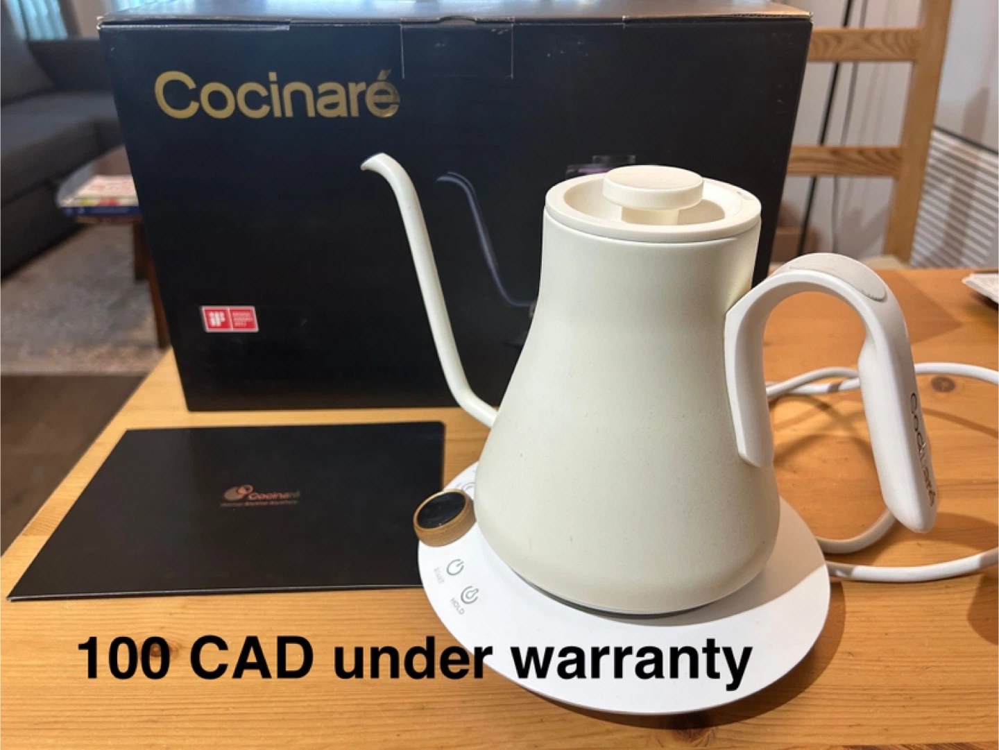 Cocinare Electric Gooseneck Kettle - White