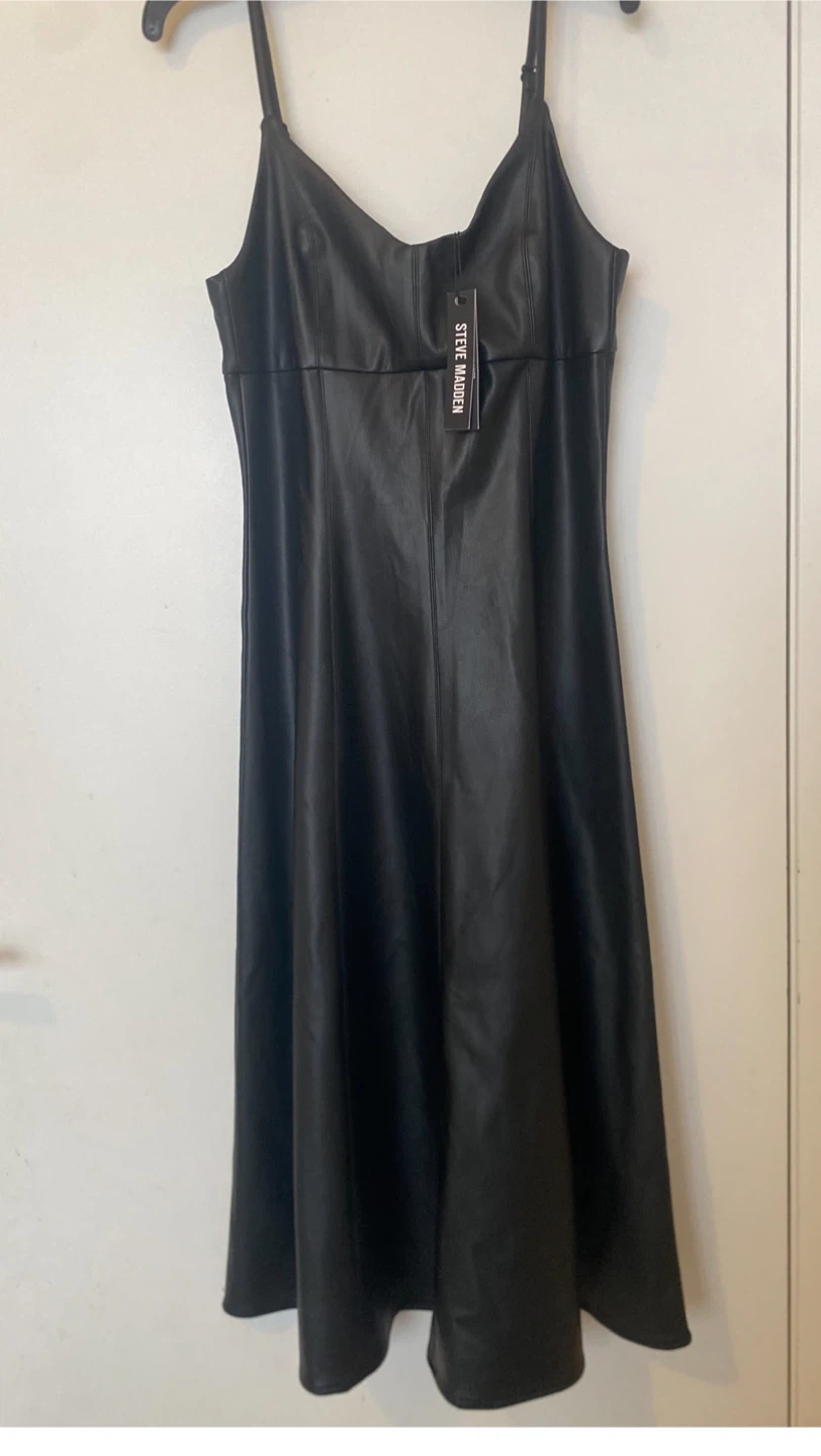 Steve Madden Black Faux Leather Dress - Size S