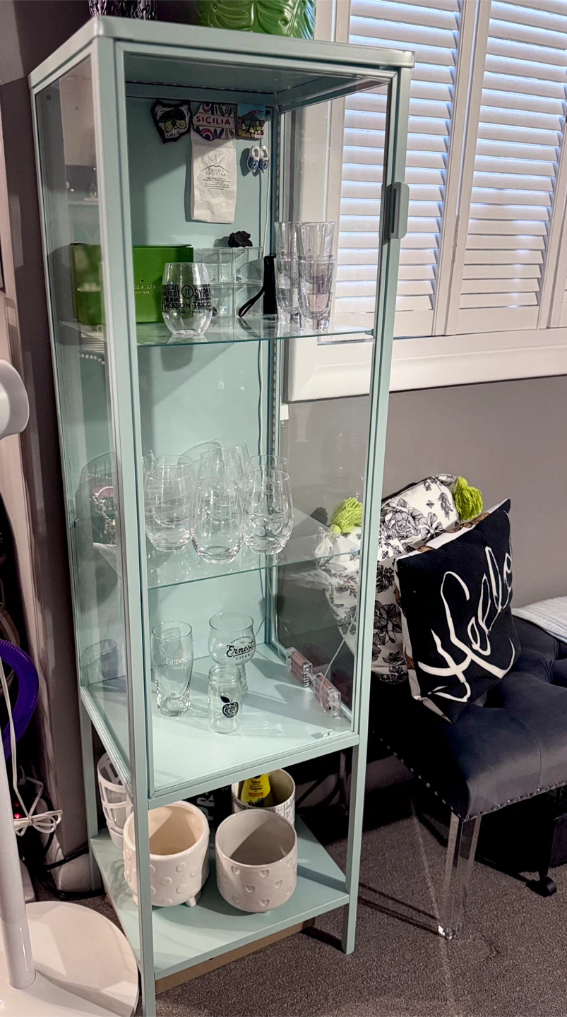IKEA Rudsta Glass Cabinet - Light Turquoise