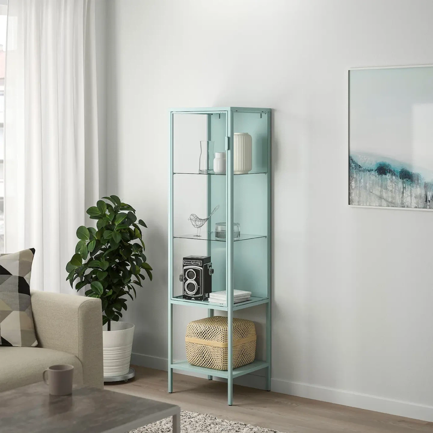 IKEA Rudsta Glass Cabinet - Light Turquoise - photo 5
