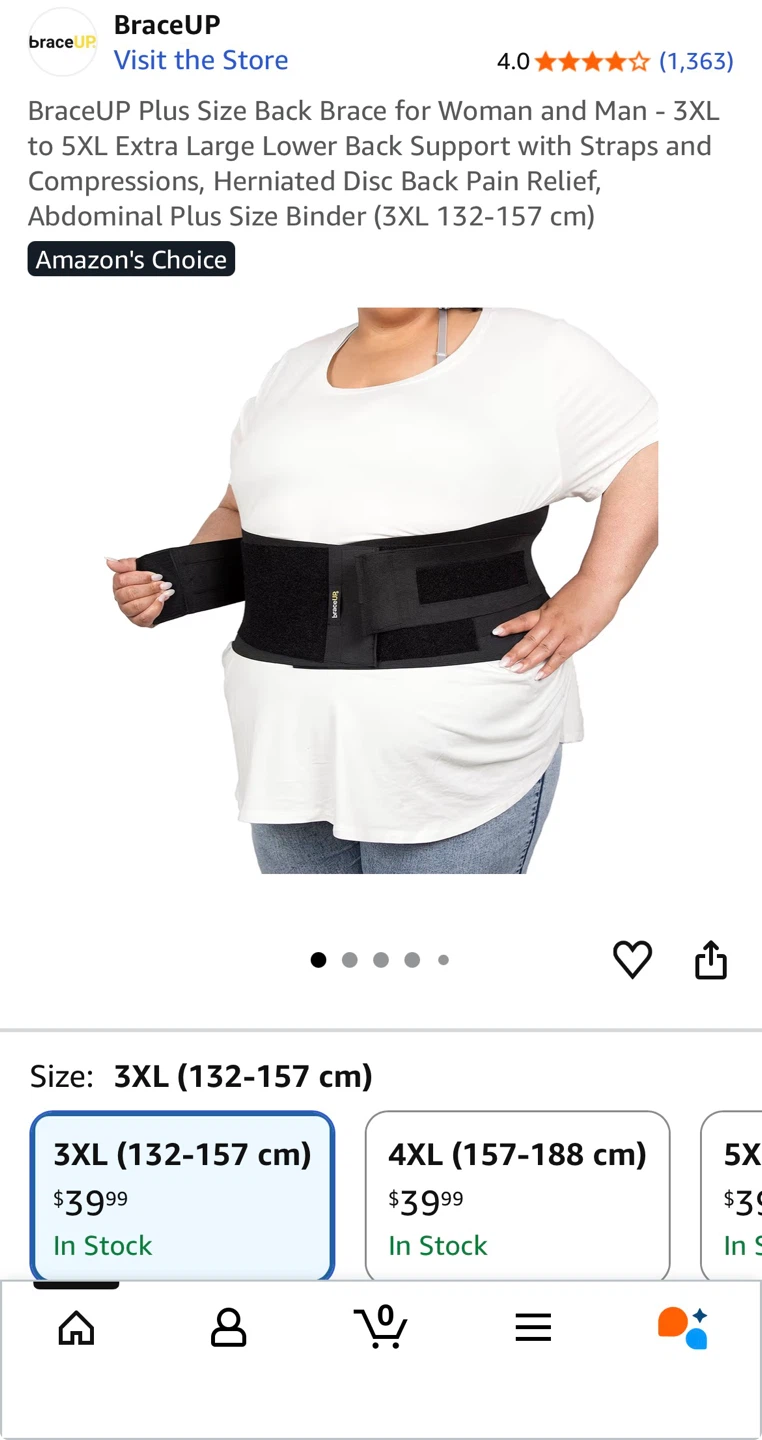 New BraceUP Plus Size Back support Brace - 3XL