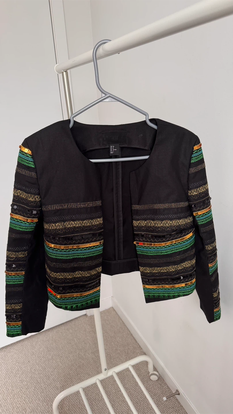 H&M Size 8 Black Embellished Jacket