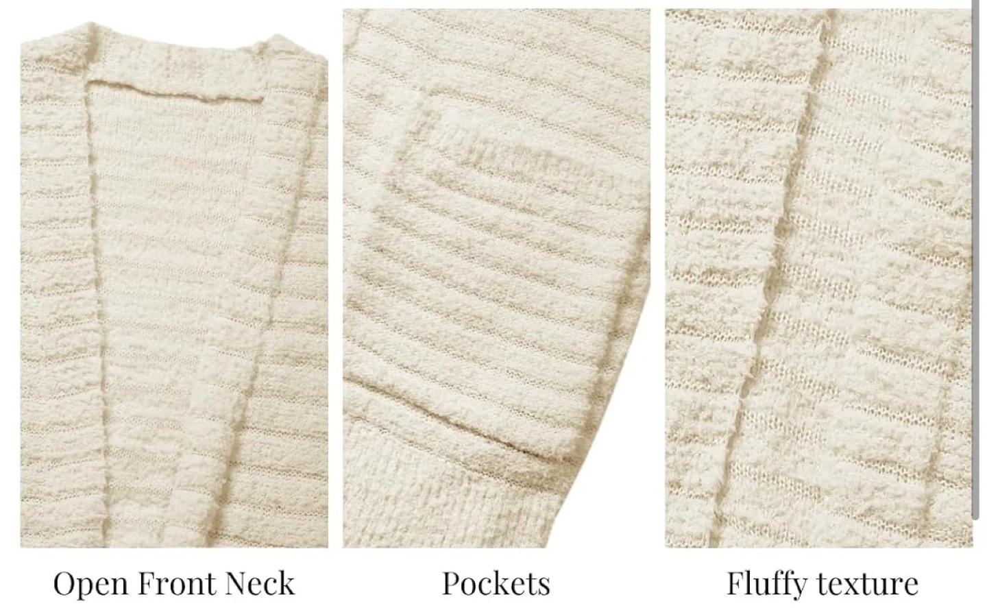 NEW! CiCiBird Cream Open-Front Fluffy Cardigan with Pockets - photo 5