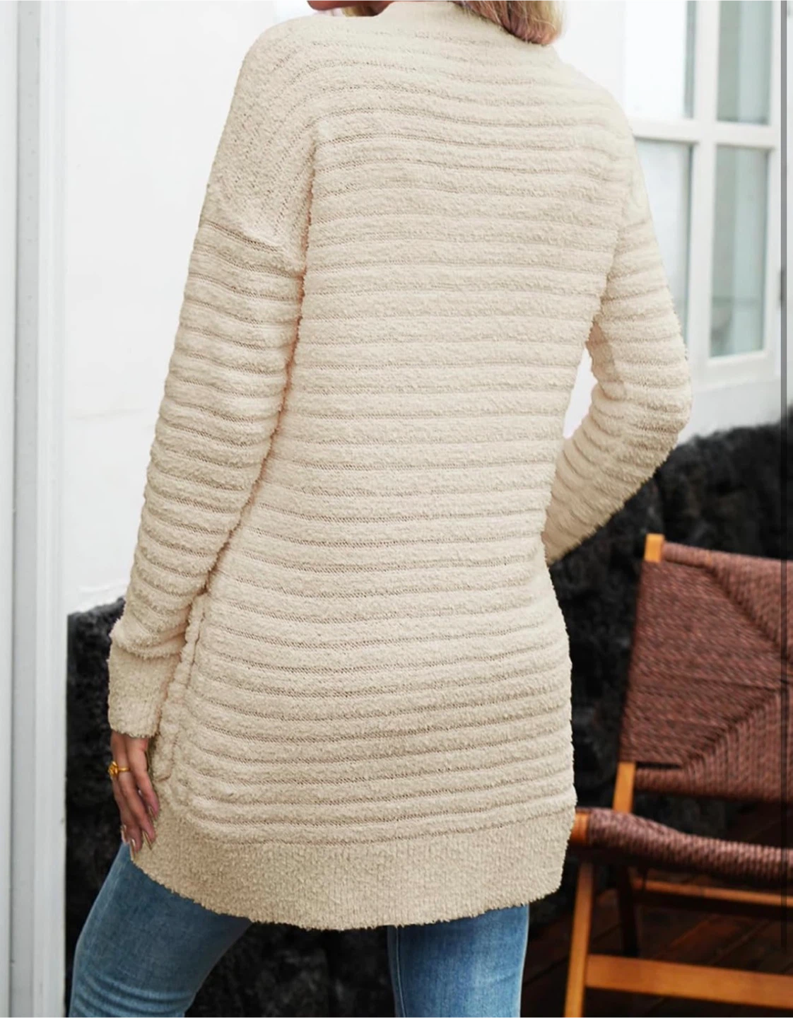 NEW! CiCiBird Cream Open-Front Fluffy Cardigan with Pockets - photo 2