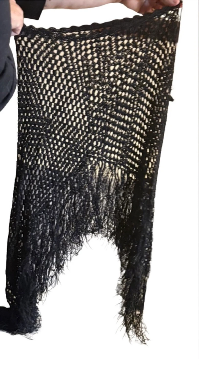 Seduction Black Fringe Poncho