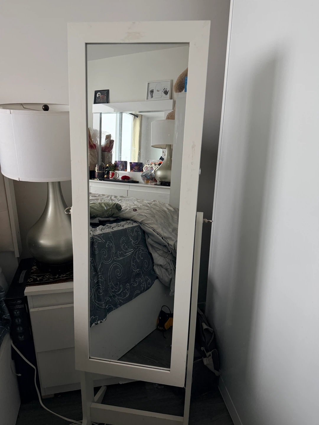 White Jewellery Armoire with Mirror