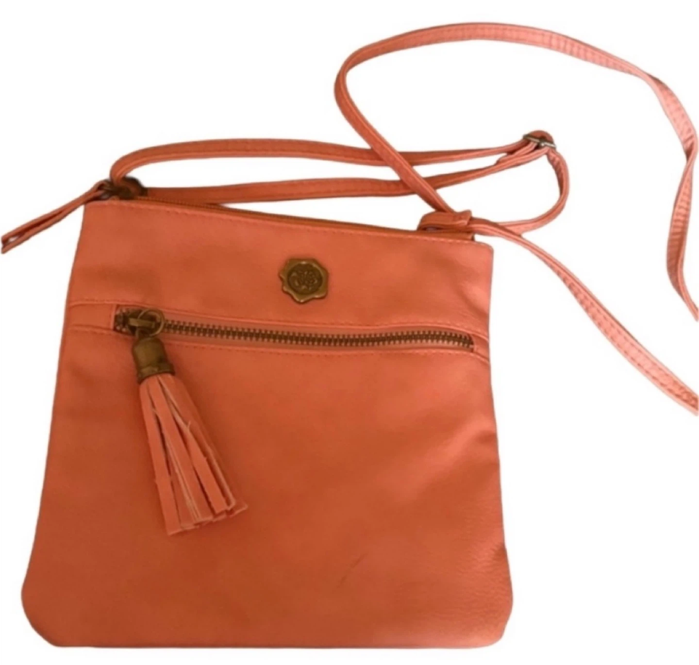 Coral Crossbody Bag with Tassel