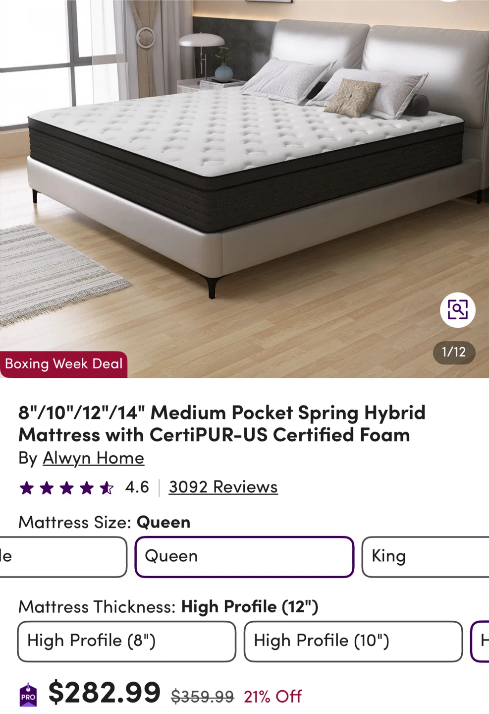 Queen Size Alwyn Home Hybrid Mattress - photo 4