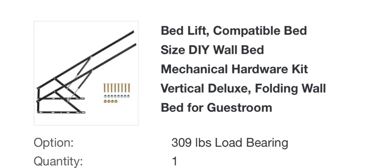Bed Lift Hardware Kit for DIY Wall Bed - photo 3