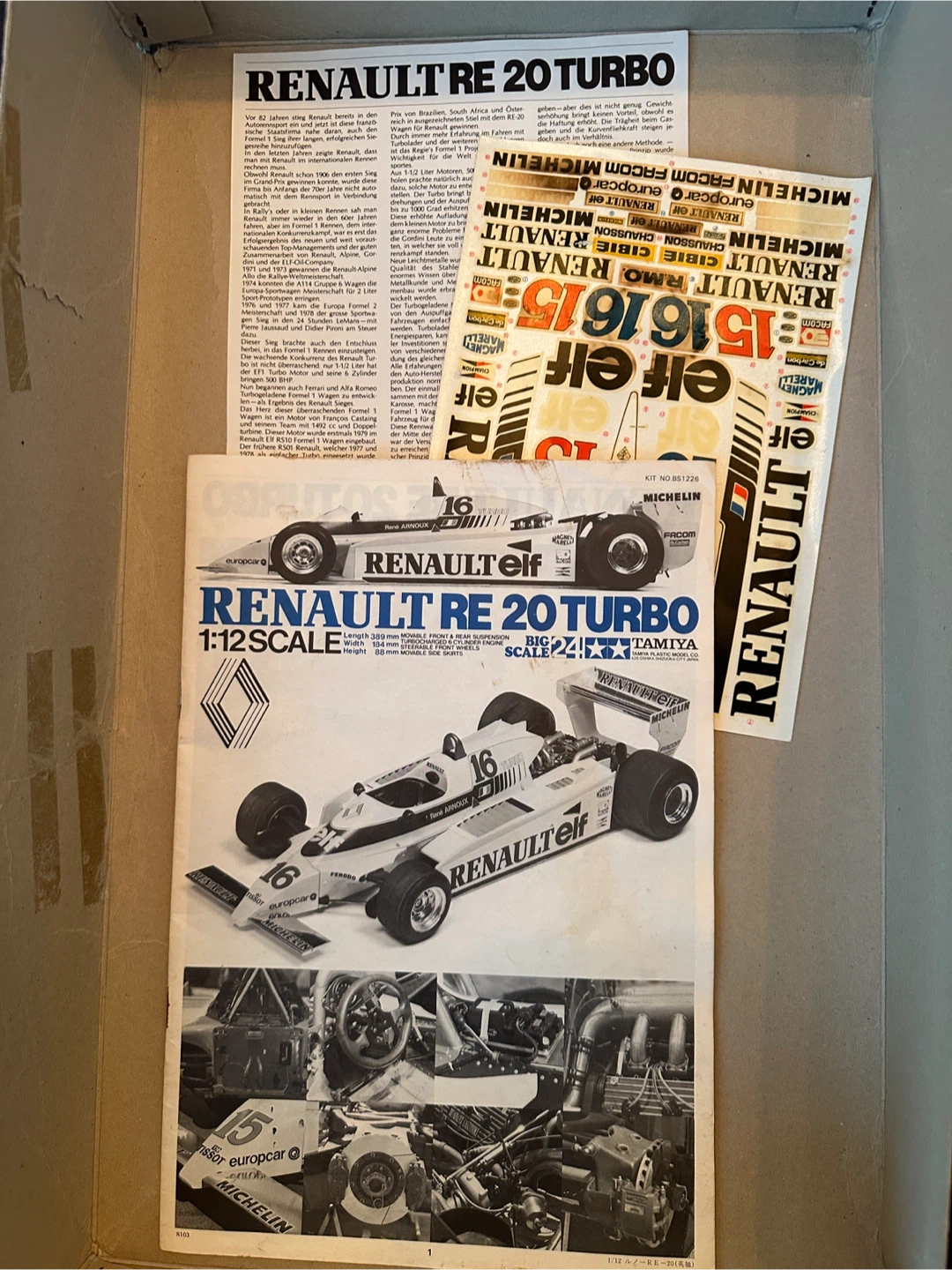 Original Renault RE 20 Turbo 1:12 Scale Model Kit - photo 2