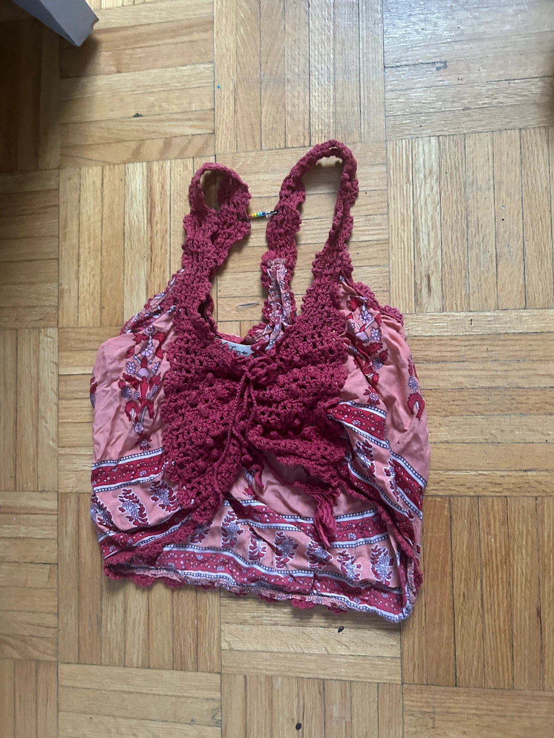 Pink Floral Crochet Top