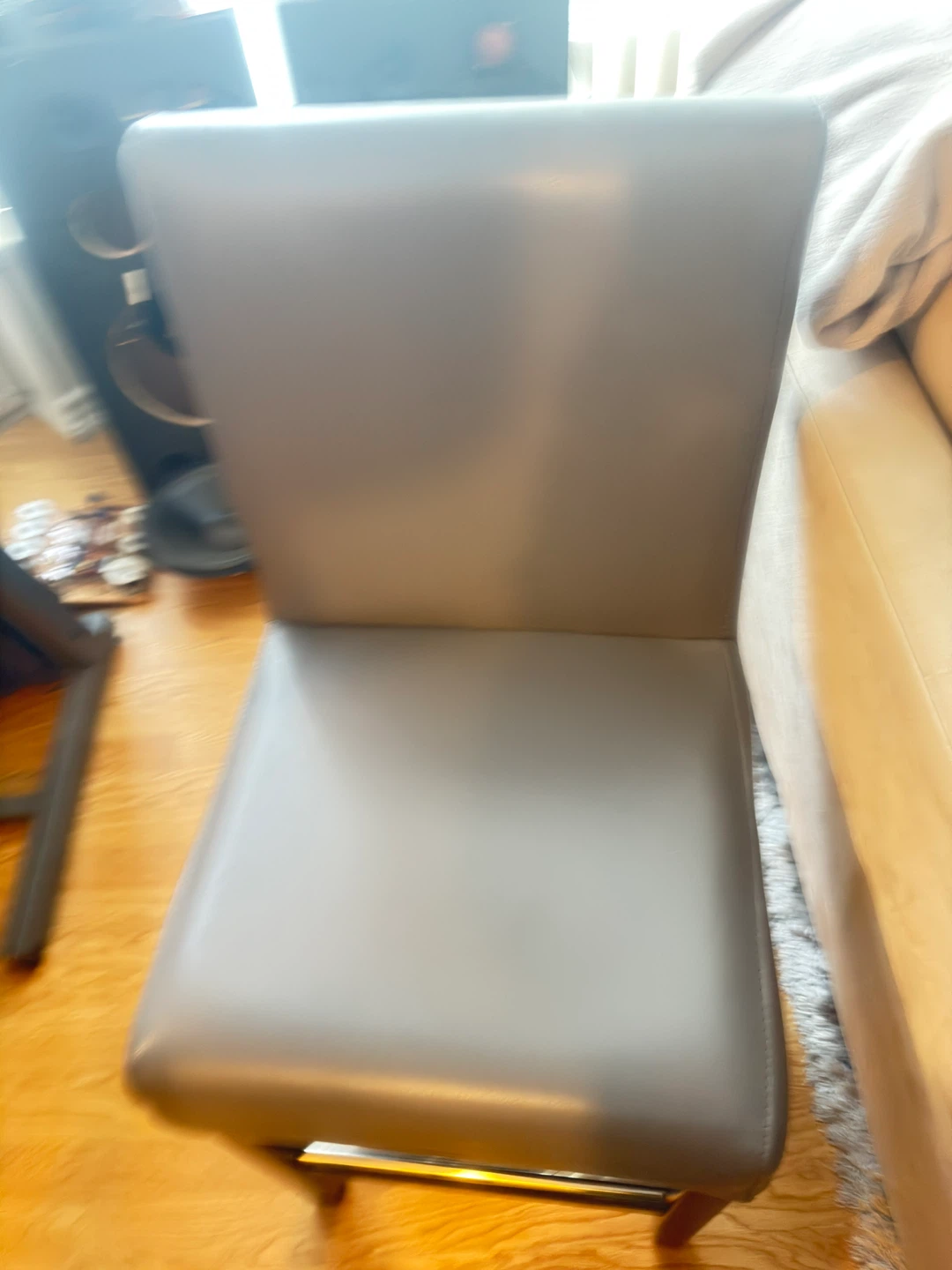 Grey Leather Bar Stool