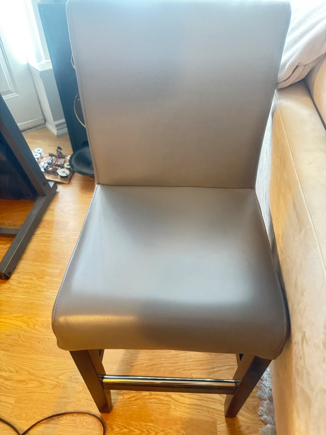Grey Leather Bar Stool - photo 3