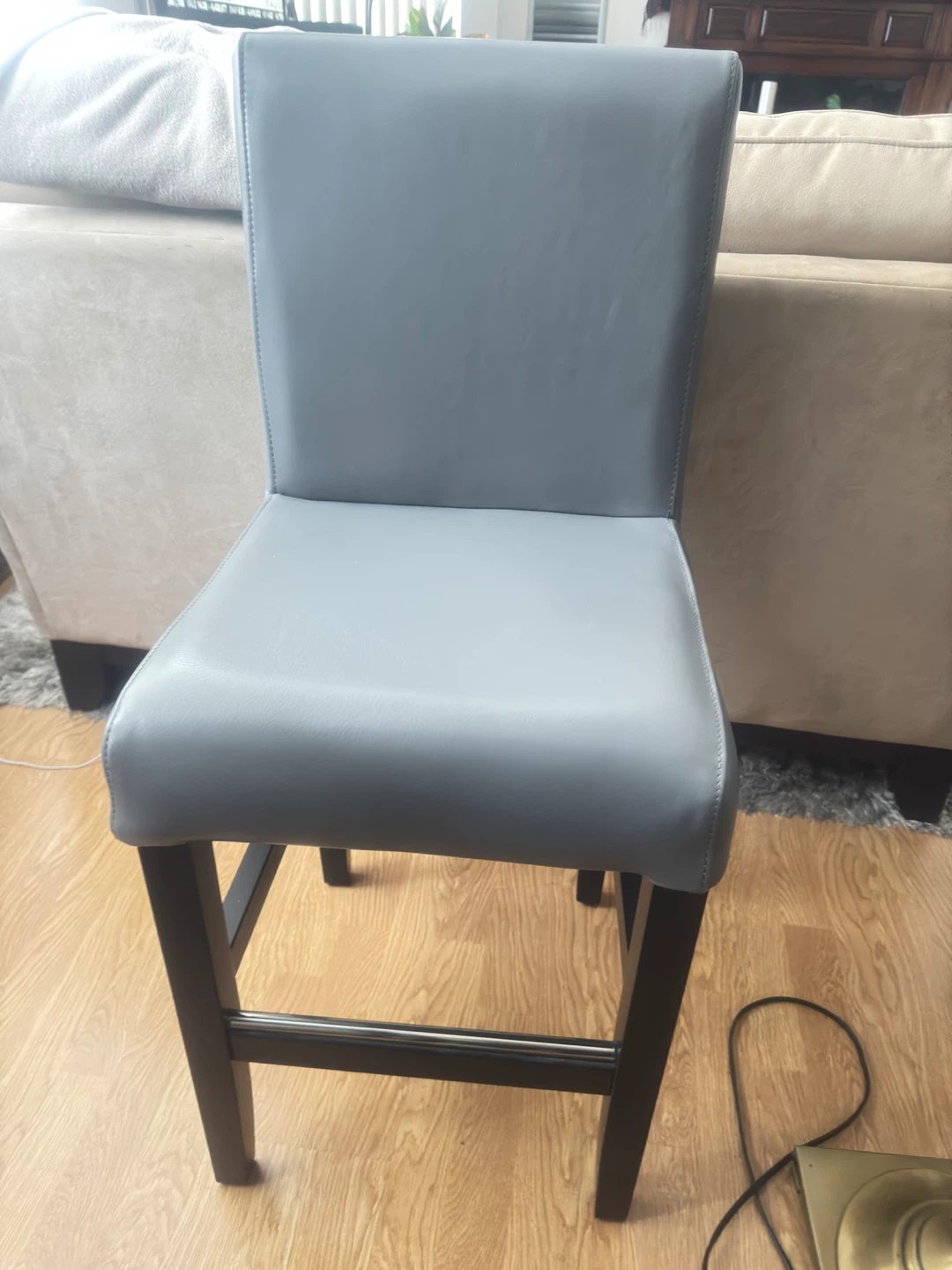 Grey Leather Bar Stool - photo 4