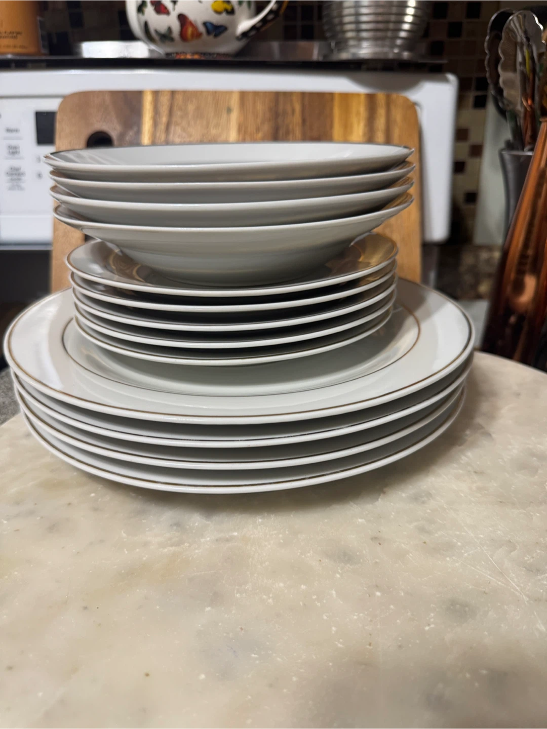 CELEBRATION White  Porcelain Plates with Gold Trim