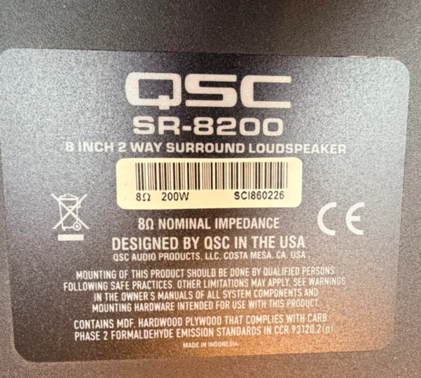 QSC SR-8200 8-Inch 2-Way Surround Loudspeaker - photo 3