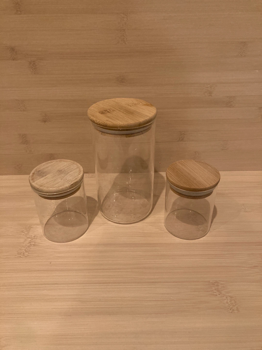 Glass Jars with Bamboo Lids - Set of 3