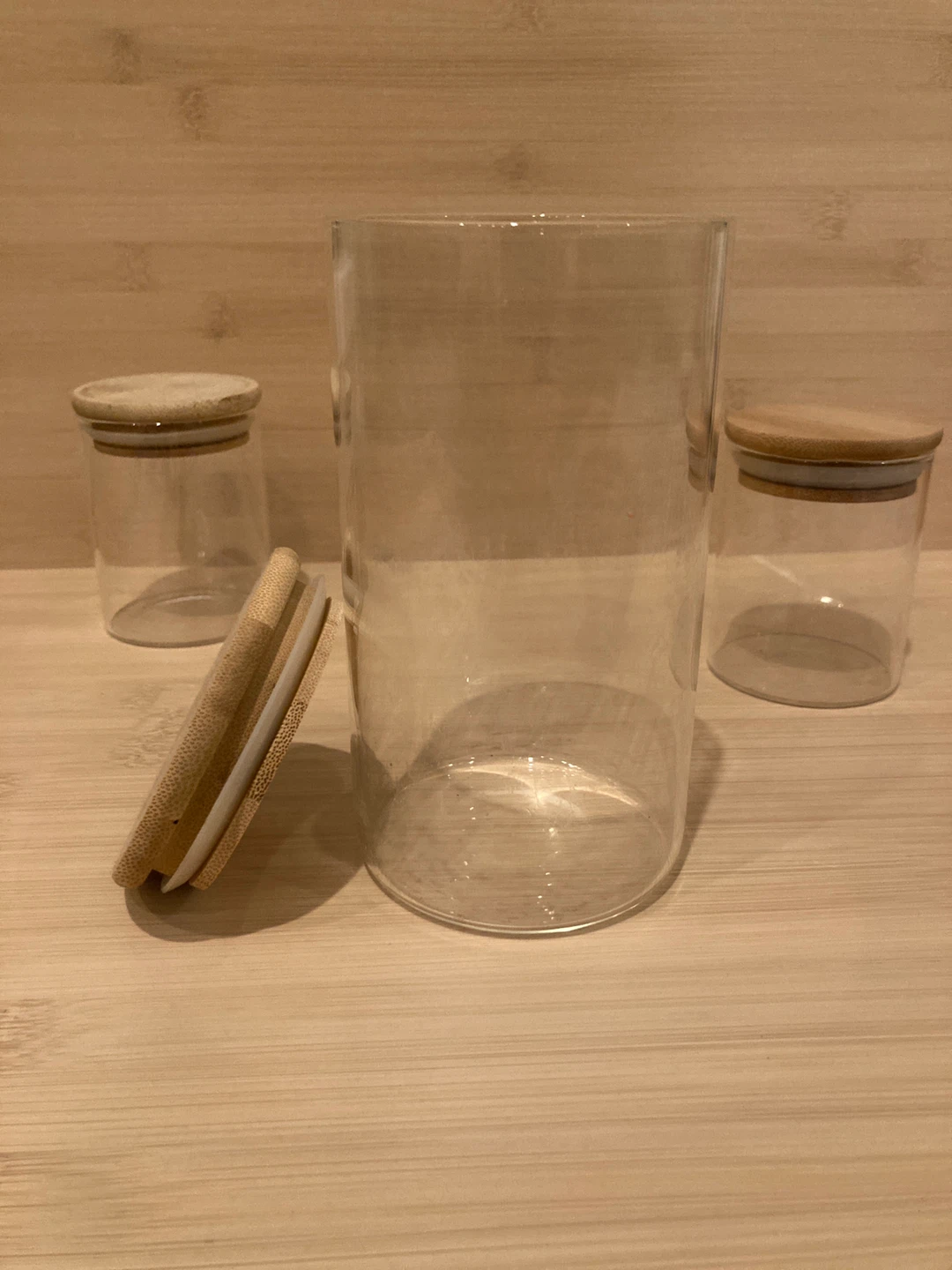 Glass Jars with Bamboo Lids - Set of 3 - photo 2