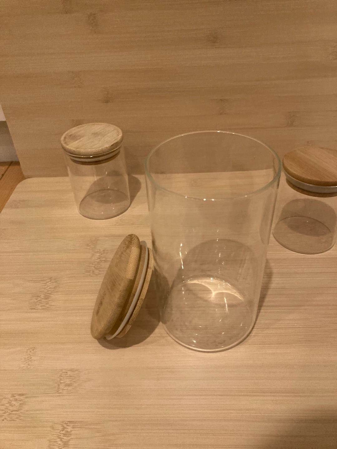 Glass Jars with Bamboo Lids - Set of 3 - photo 3
