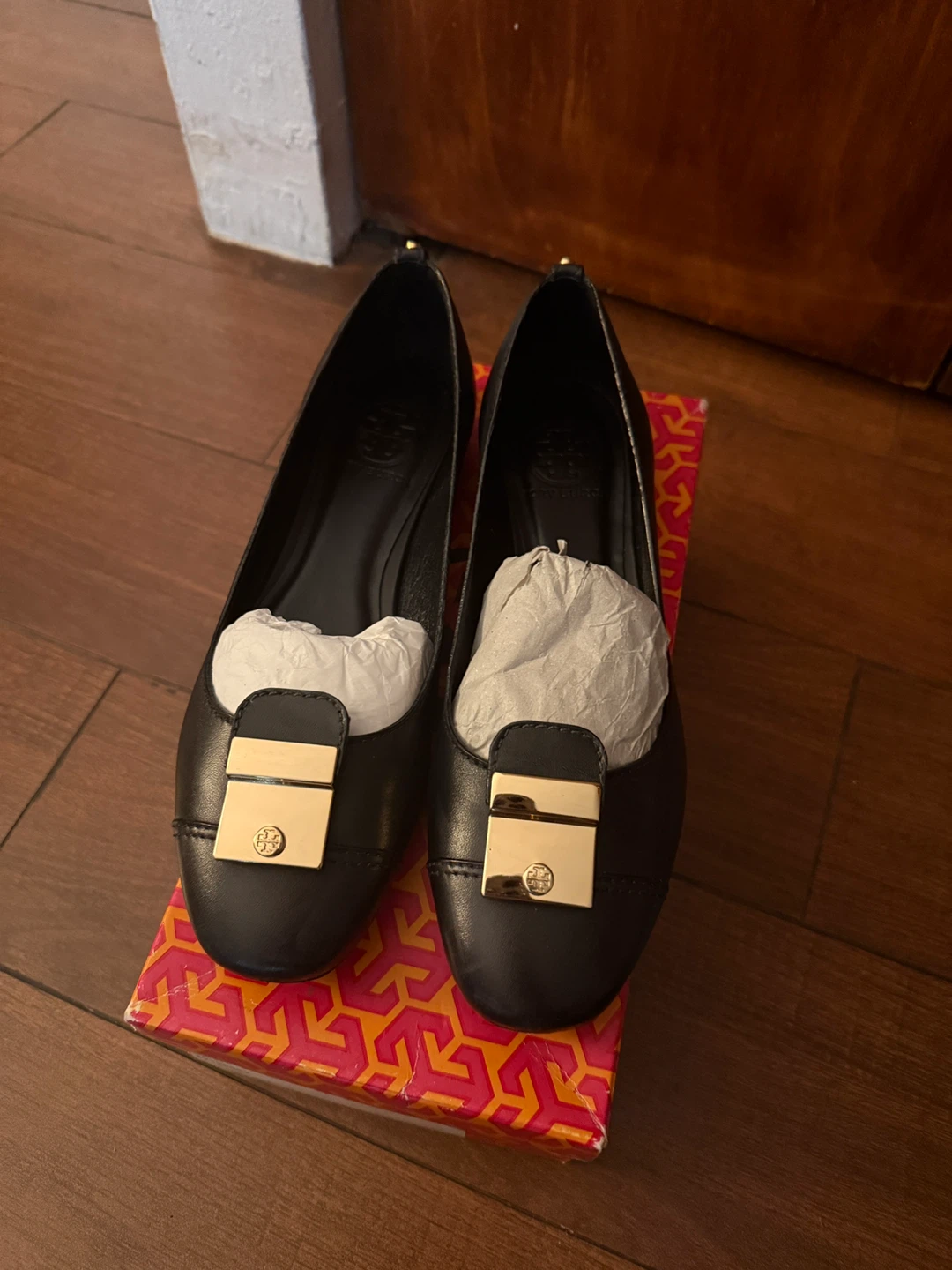 Tory Burch Black Leather Ballet Flats