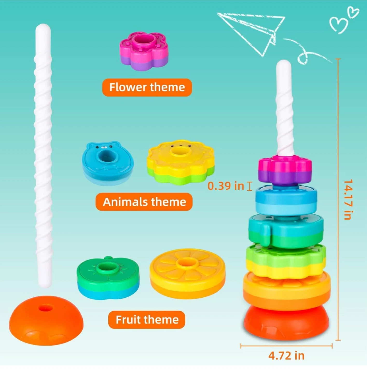 Stacking Rings Toy - Flower, Animal, Fruit Theme - photo 2