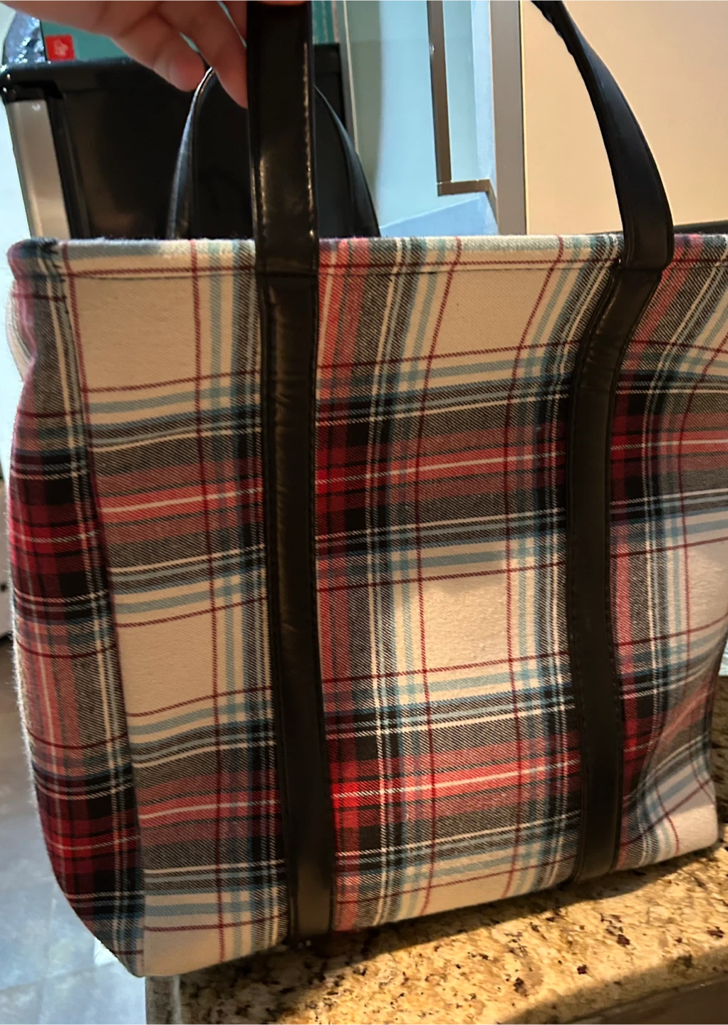 🧡Cube Plaid bin with handles - photo 2