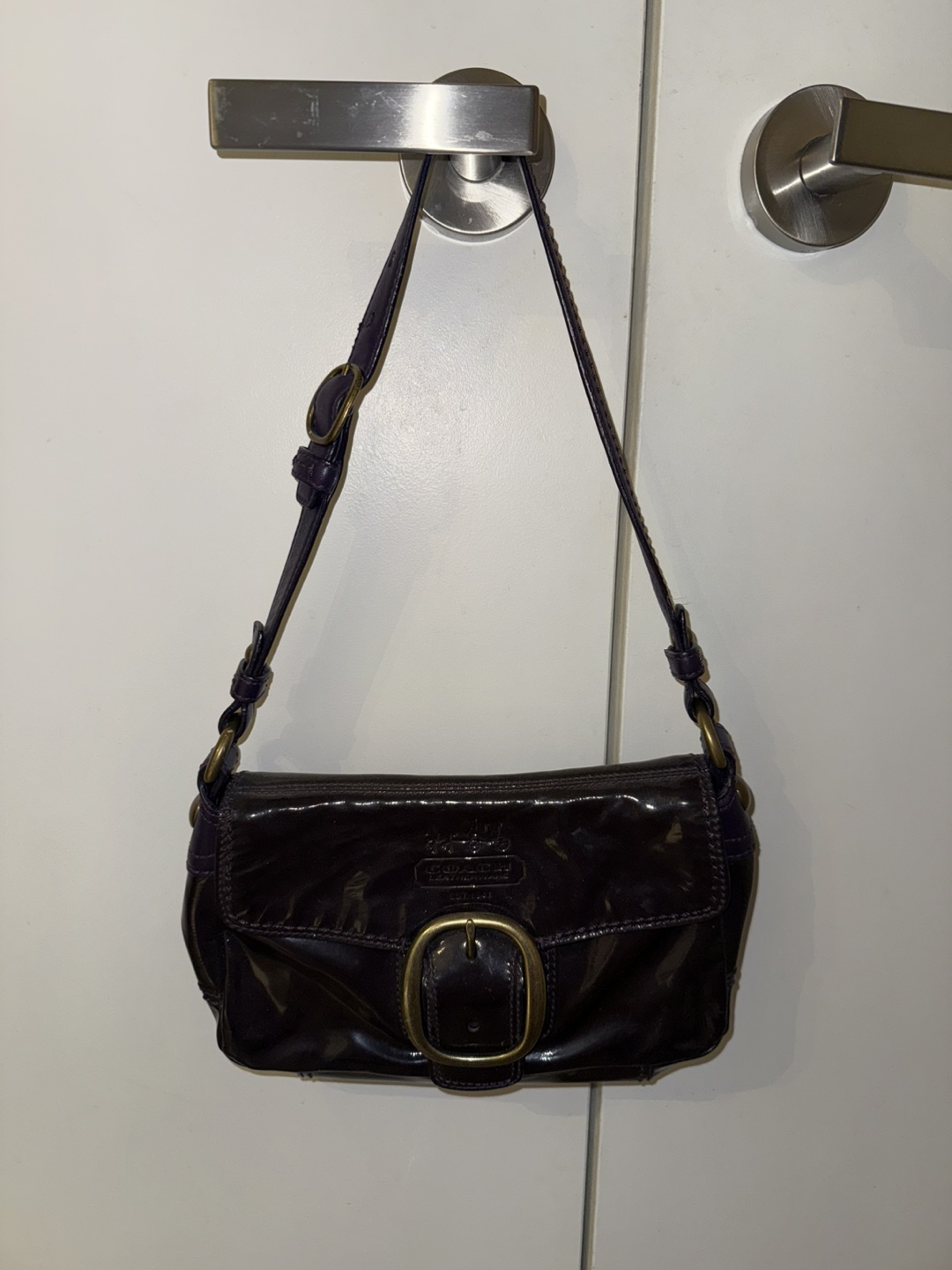Coach Purple Leather Shoulder Bag
