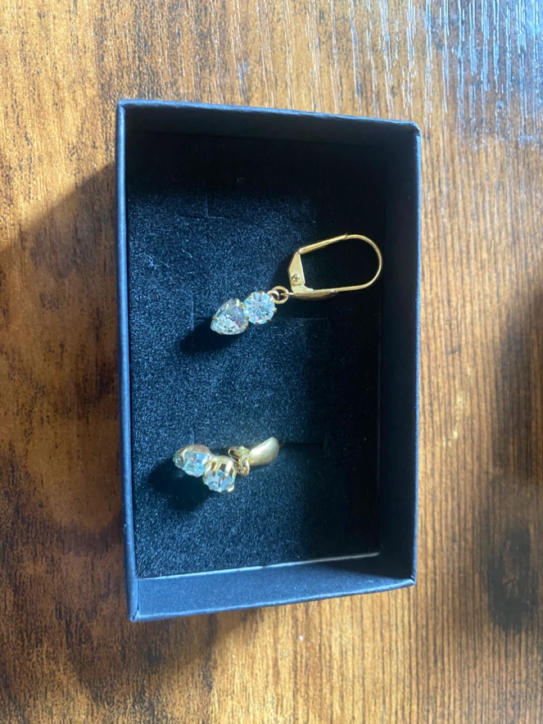 Earrings & Ring Set - Gold Tone with Crystals