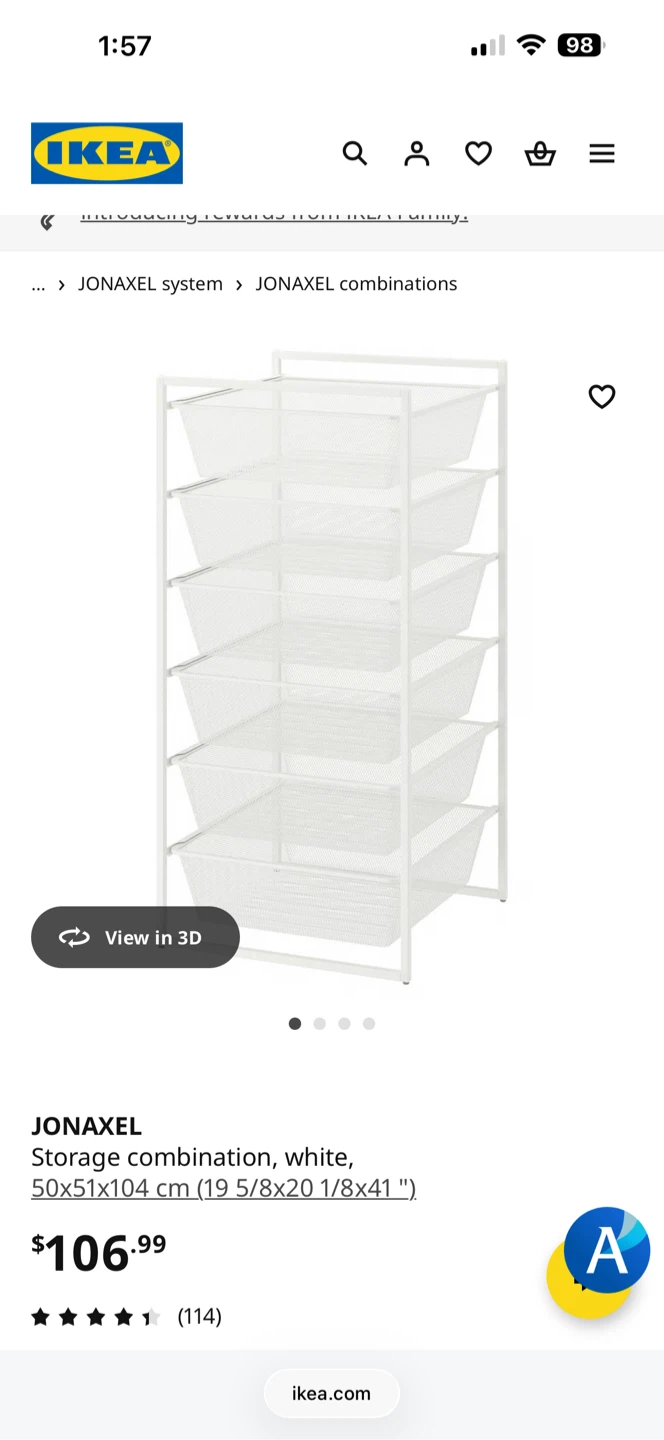 IKEA JONAXEL White Storage  - 6 Tier