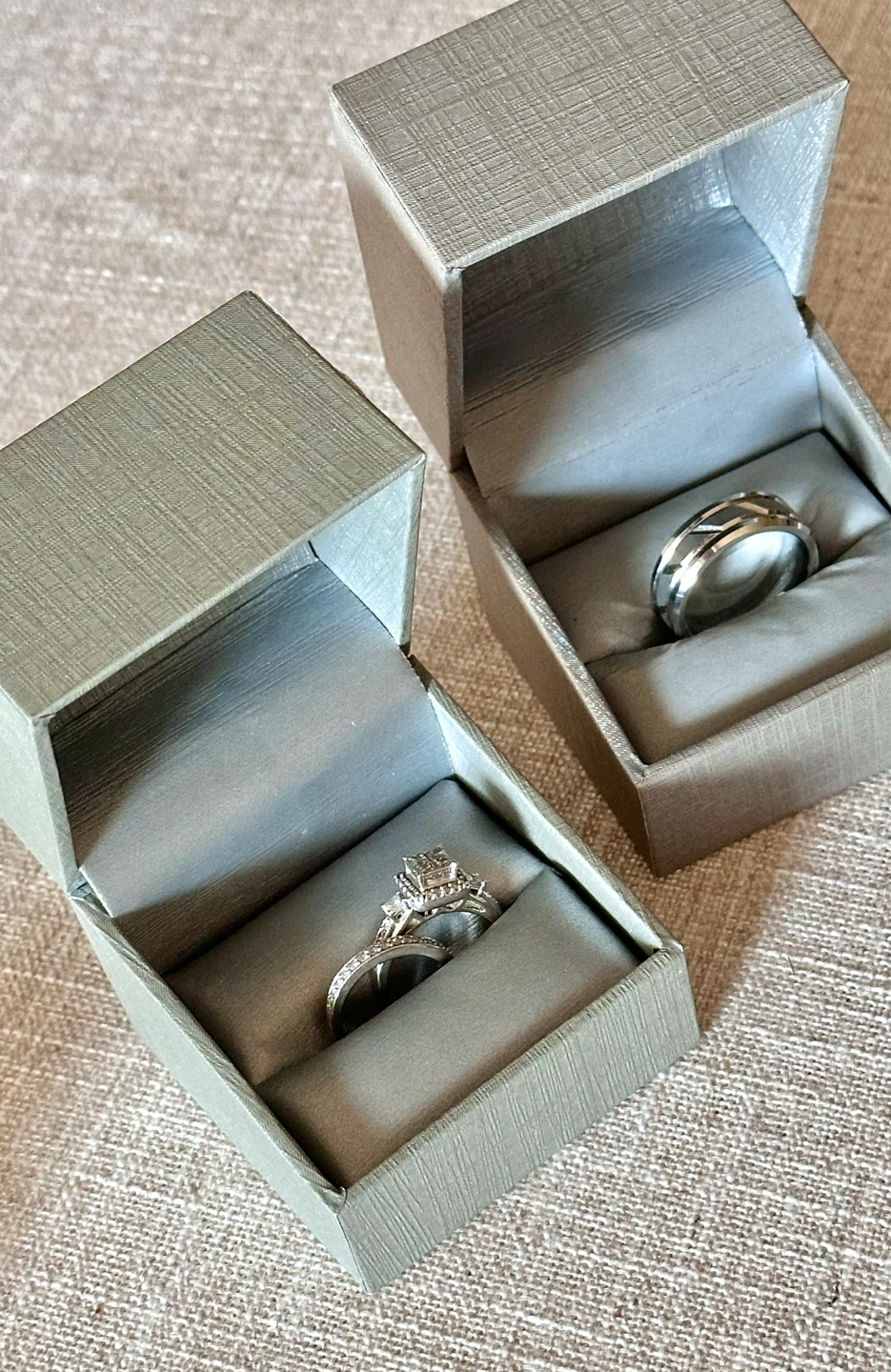💍Diamond Bridal Set & Men’s Wedding Band – White Gold - photo 2