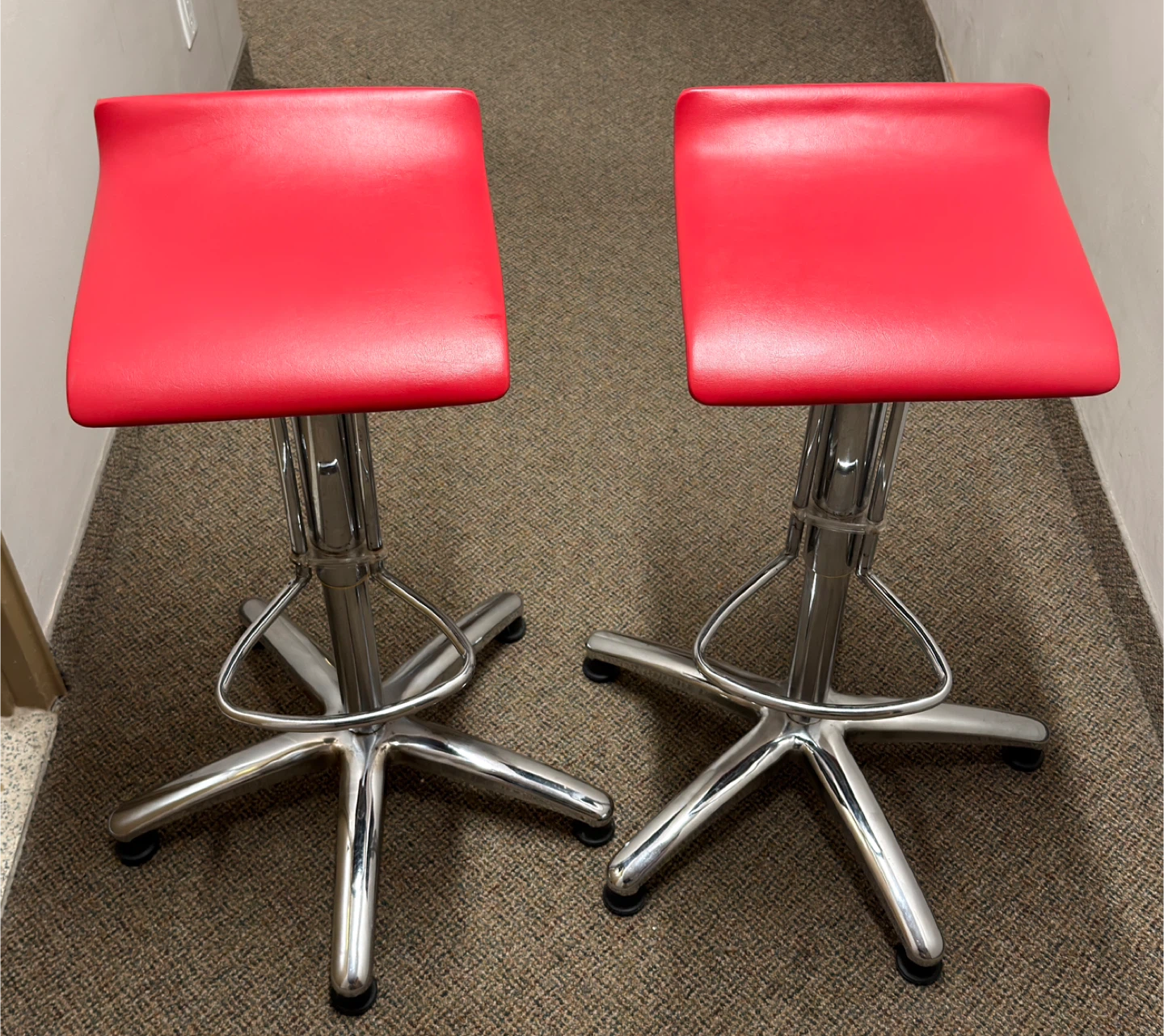 Adjustable Red Bar Stools (Set of 2)
