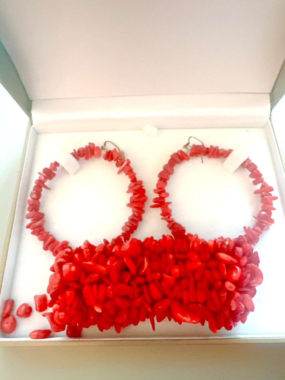 Red Coral Necklace, Bracelet & Earrings Set - photo 3