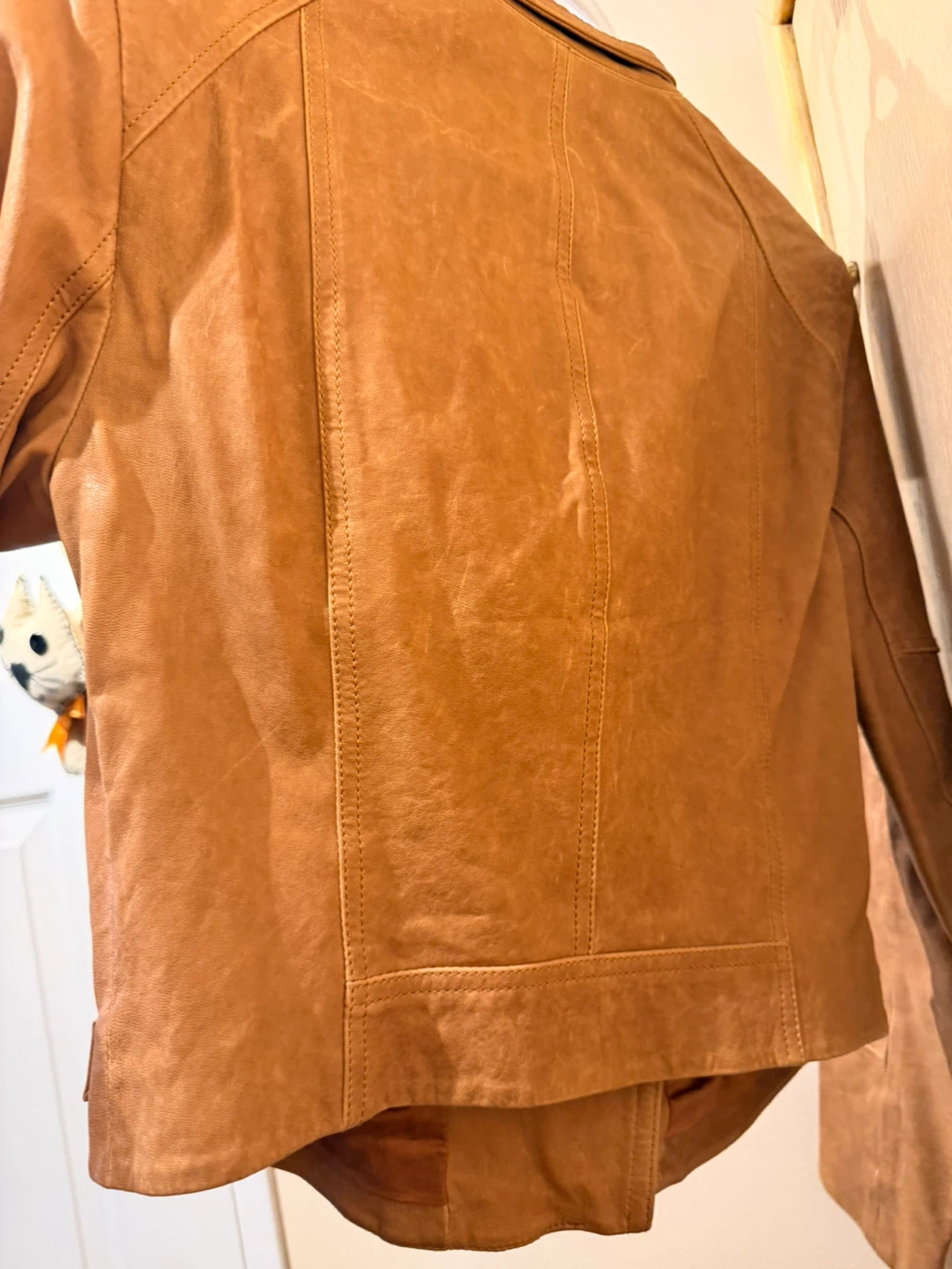 Theory Tan Leather Jacket, Size S🏆 - photo 4