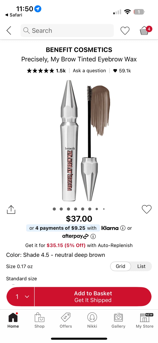 NEW Mini size Benefit Precisely, My Brow Wax - Warm Black-Brown