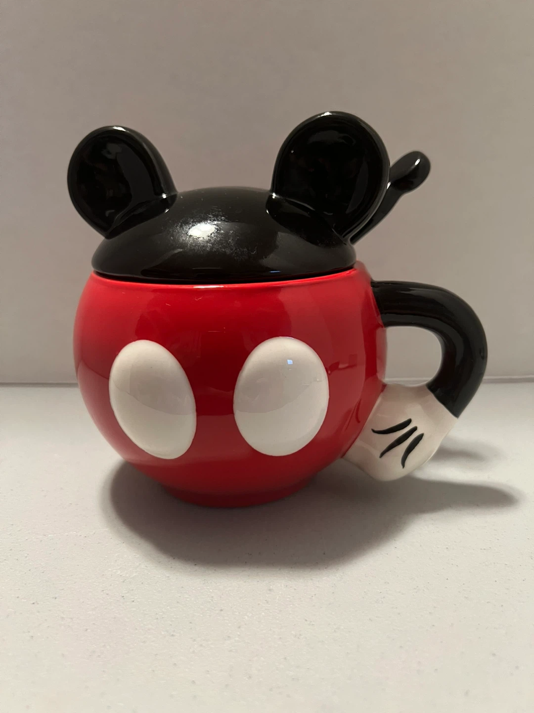 Mickey Mouse Sugar Bowl with Lid and Spoon
