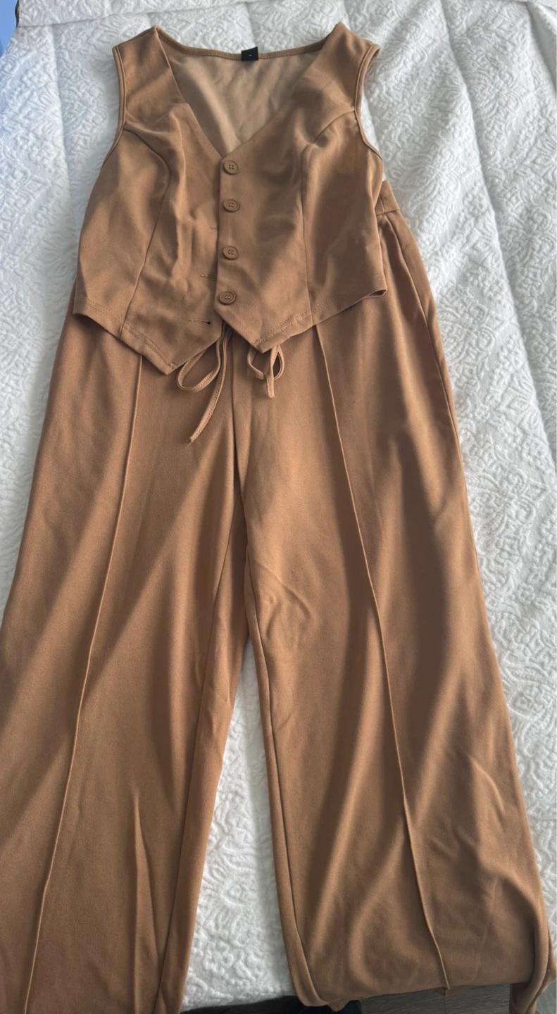 Brown Vest and Pants Set