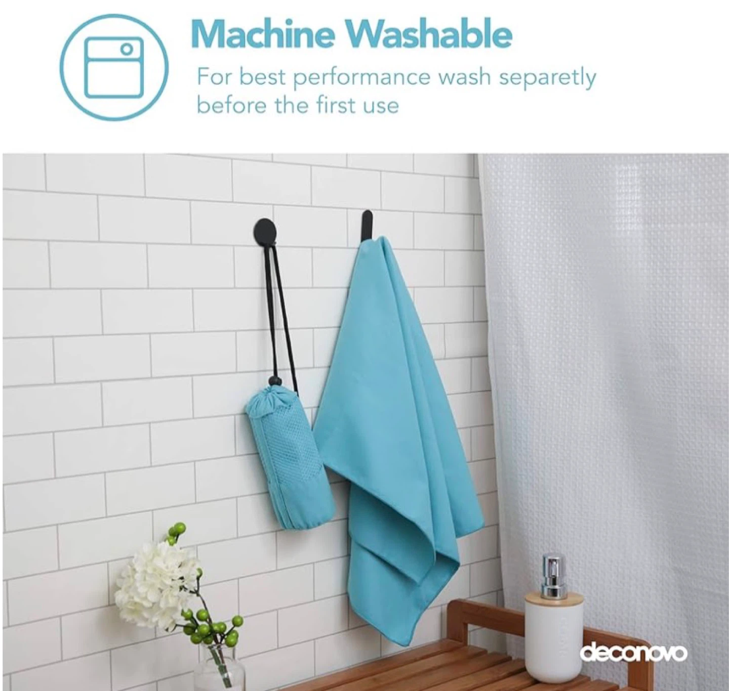 deconovo Teal Microfiber Travel Towel 27"x51" - photo 2