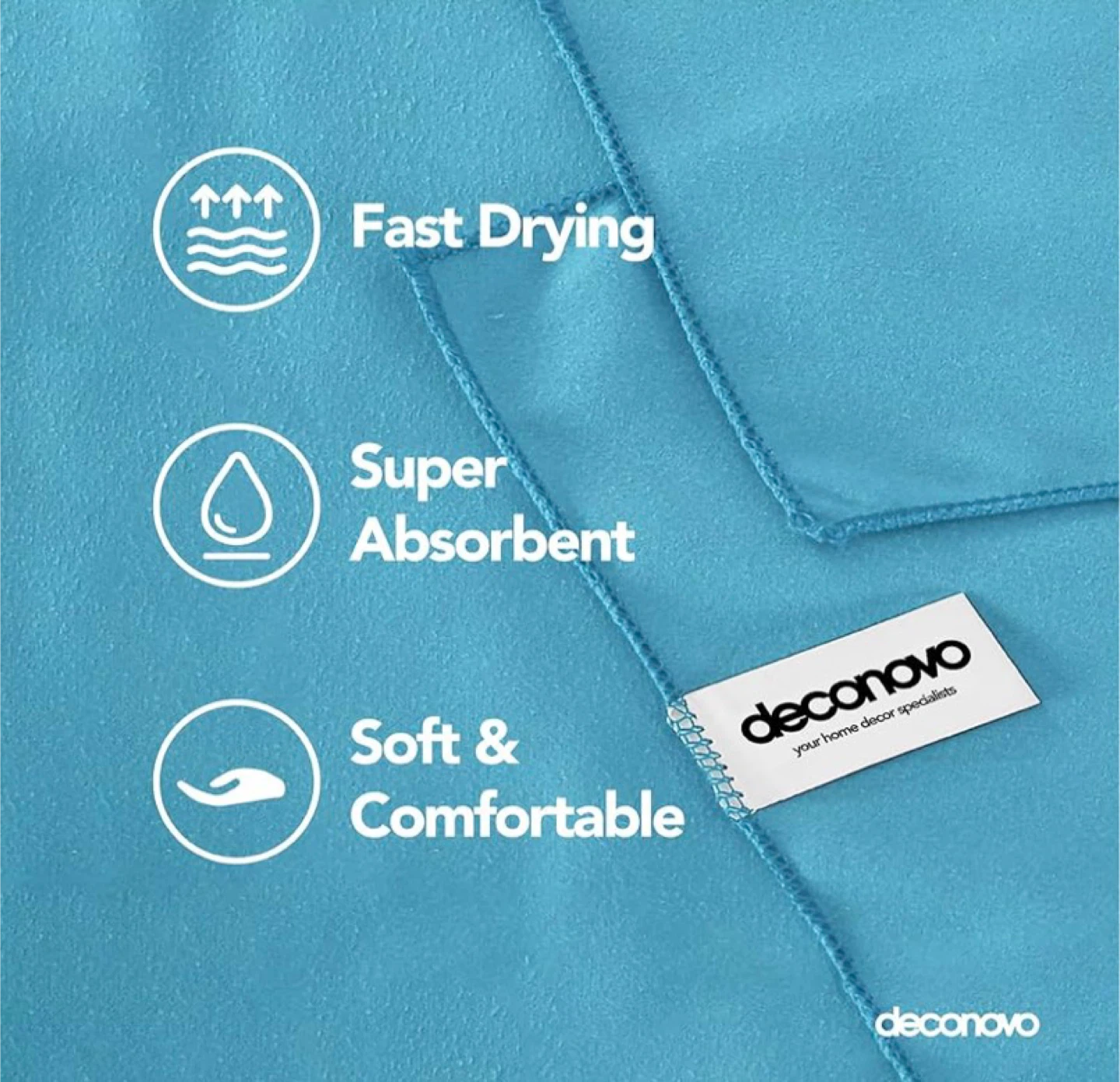 deconovo Teal Microfiber Travel Towel 27"x51" - photo 3